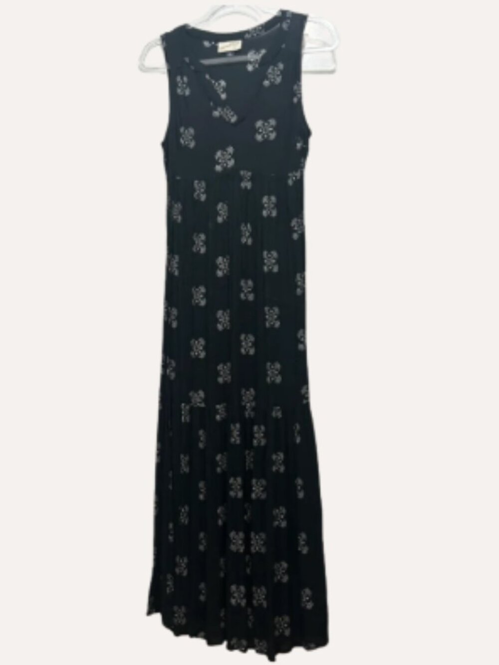 Universal Thread Black Floral V‑Neck Sleeveless Boho Summer Maxi Dress | XS